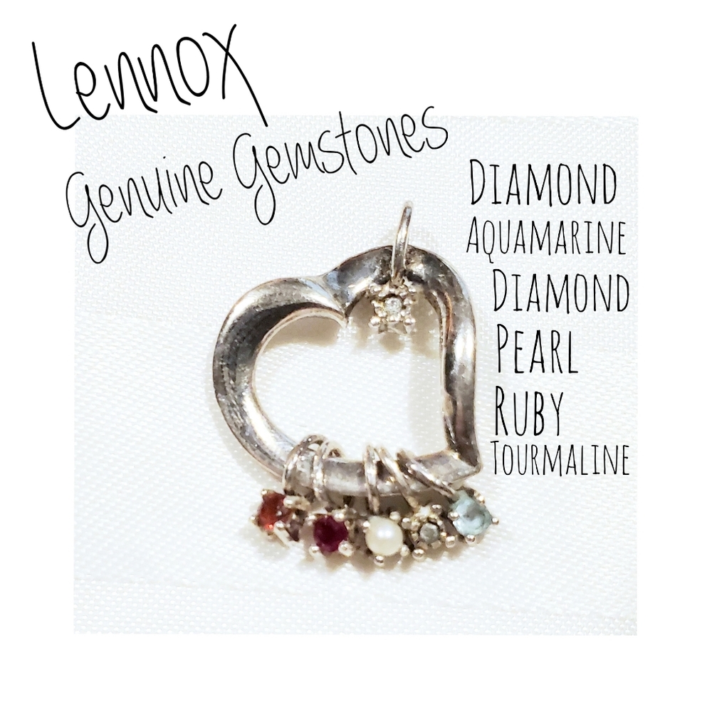 Lenox Heart  Gemstone 925 Sterling Silver Birthstones Pendant